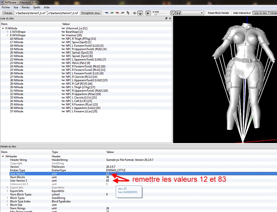 Format skyrim dans Nifskope